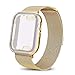AdMaster Compatible for Apple Watch Band 44mm, Stainless Steel Mesh Milanese Sport Wristband Loop with Apple Watch Screen Protector Compatible for iWatch Series 4 Yellow Gold
