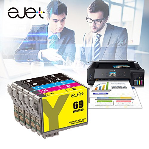 E-jet Remanufactured for Epson 69 Ink Cartridge use with Stylus C120 CX5000 CX6000 CX8400 CX9400 NX115 NX215 NX305 NX400 NX410 NX415 NX515 WorkForce 30 40 600 610 615 1100 1300 (10 Pack)