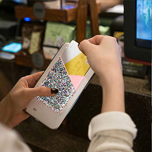 Cell Phone Wallet,Credit Card Holder for Back of Phone Pocket 3M Adhesive Sticker Card Pouch Sleeve for iPhone/Samsung Galaxy/Sony/Android and Most Smartphones (Black+Pink)