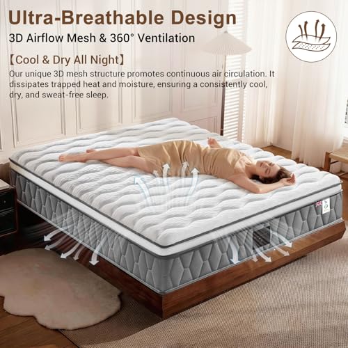 NineLan Orthopaedic Small Single Mattress 2FT6 for Back Pain Relief, 10.6 Inch Hybrid 7-Zone Pocket Sprung Mattress with Cooling Gel Memory Foam & Breathable Knitted Cover, Medium Firm, 75x190x27cm