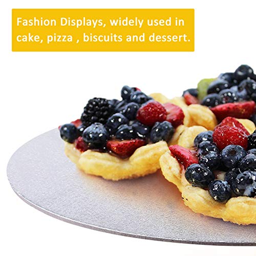 Cake Boards Sliver Foil Round Cake Circles 8, 10, 12 Inch Cake Base Cardboard, 3 of Each Size Set, with 2pcs Plastic Scrapers for Baking Cake (9 Pack)
