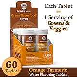 Amazing Grass Effervescent Tablets, Green Superfood Detox Water Flavoring Tablet, Antioxidant Supplement and Anti Inflammatory Support with One Serving of Greens, Orange Turmeric Flavor, 60 Count