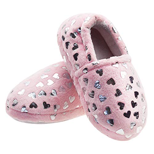 Lulex Girls Cute Fleece Heart Slippers Warm Household Indoor Home Slippers