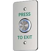 12V Push to Exit Button, Stainless Steel Request to Exit Switch with LED | Round stainless steel exit button with LED light and NC, NO, COM contacts for reliable door access control and exit systems.