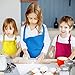 Yaomiao 4 Pieces Kids Apron with Pocket Children Adjustable Chef Apron for Cooking Baking Painting (Rose Red, Yellow, Blue, Purple,M for 7-13 Age)