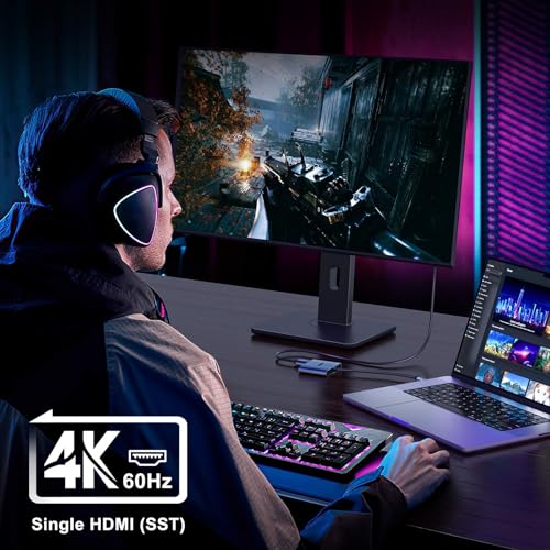 KOZYC USB C to Dual HDMI Adapter 4K@60Hz, Type C to HDMI Splitter Extended Display (MST Only Support Windows OS)