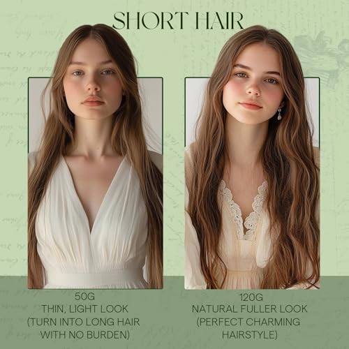 RUNATURE Natural Hair Clip in Extensions 55 cm 7 Pieces 120 g Ash Blonde with Platinum Blonde Natural Hair Clip Extensions #18P60