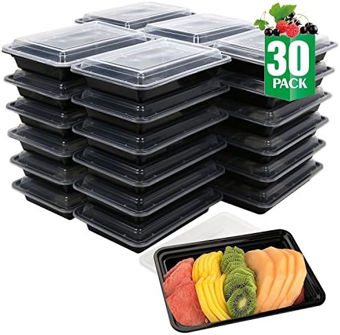 [30 Pack] Becozier 28oz- Single Compartment Meal Prep Containers with Lids, Stackable Bento Lunch Box, FDA approved Freezer Microwave Dishwasher Safe Food Storage