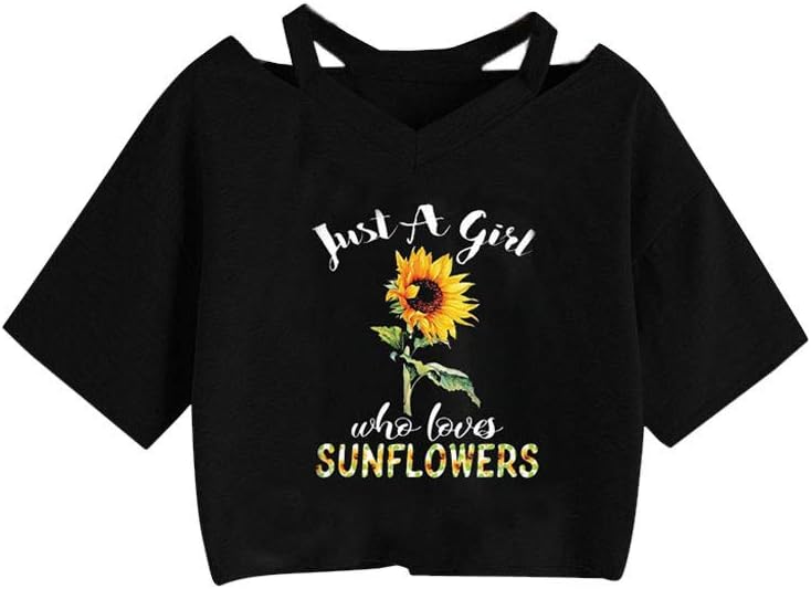 Hotkey Women Teen Girls Cute Planet Print Summer Cut Out Shoulder Short Sleeve Crop Tops Tee Shirts Short Tank Tops