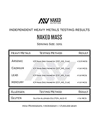 Polvo de proteína natural para ganar masa muscular Naked Mass, 8 libras a granel, sin OMG, sin...