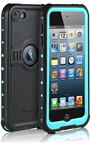Waterproof Case for iPod 6 iPod 5, LYNXTECH Waterproof Shockproof Dirtproof Snowproof Case Cover with Kickstand for iPod Touch 5th/6th Generation (Aqua Blue)
