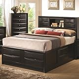 Briana Black Bookcase Eastern King Storage Bed