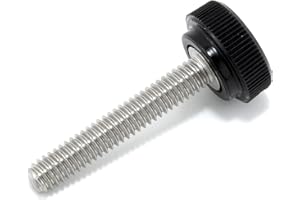 THUMB SCREW DEPOT #8-32 x 1" Thumb Screw Stainless Steel - Black Knurled Round Plastic Knob - Standard/Coarse Thread ThumbScrew - Length: 1.000" - Proudly Built in USA - Package of (10)