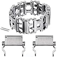 ONELANKS Stainless Tool Bracelet for Men Compatible for LEATHERMAN TREAD and Watch Band 29 in 1 Survival Hiking Camping Travel Friendly Multitools Wearable Bracelet （Silver）