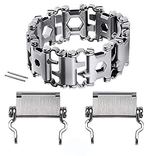Photo 1 of ONELANKS Stainless Tool Bracelet for Men Compatible for LEATHERMAN TREAD and Watch Band 29 in 1 Survival Hiking Camping Travel Friendly Multitools Wearable Bracelet ?Silver?