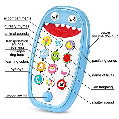 swagitloud sommer teething phone toy for babies with removable soft case, lights, music and adjustable volume - play and learn for children and toddlers 18+ months 
