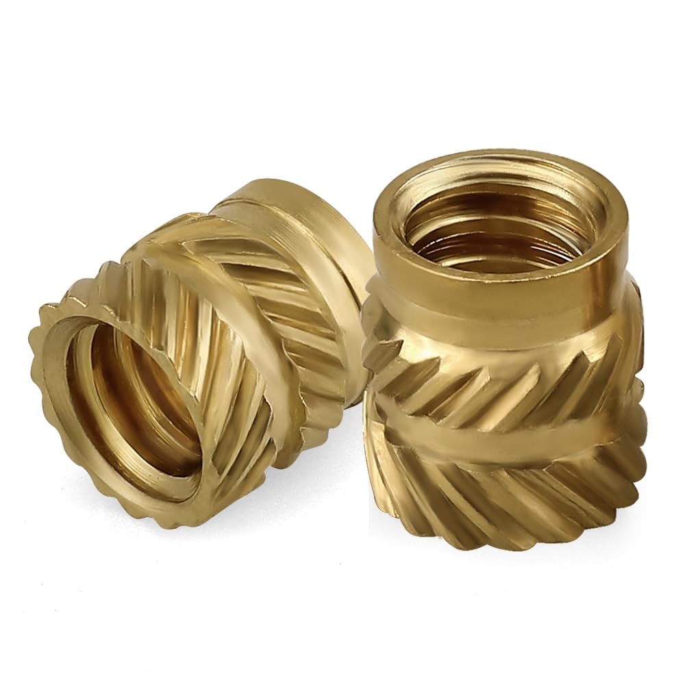 Photo 1 of #10-24 x 5/16 Heat Set Threaded Inserts - Brass Nut Inserts Knurled Grip for 3D Printing/Plastic/Prototyping - Thermal Insertion Fasteners for CNC, RC Models, DIY Projects, 100-pack