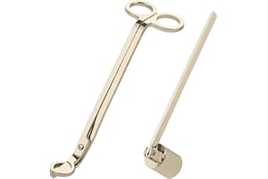 TEENGSE Gold Candle Snuffer and Wick Trimmer, Stainless Steel Polished Candle Accessory Set with Long Handle Candle Extinguisher Safety Kit for Candle Lover and Family That Likes to Use Candles
