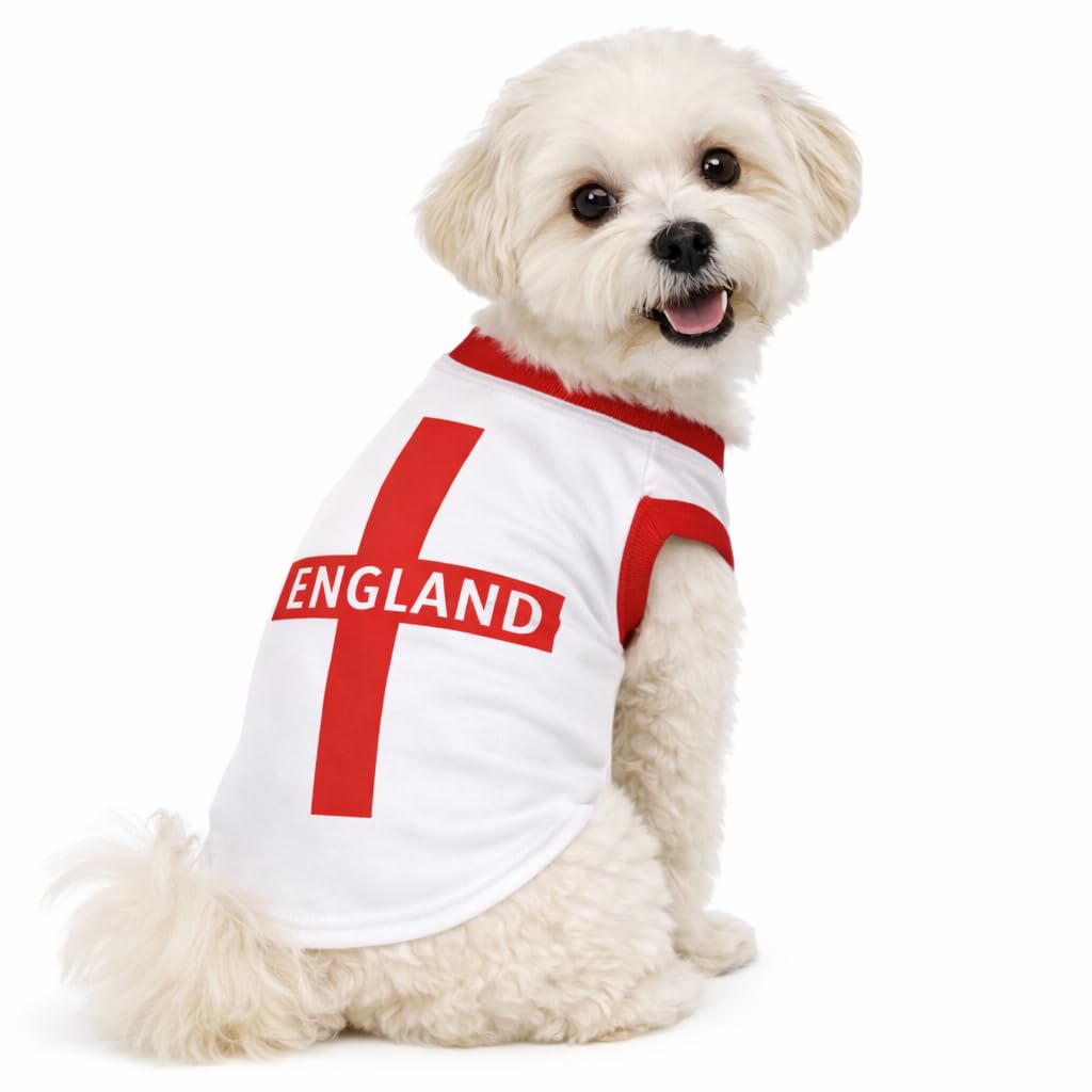 Petitebelle England Cross Puppy Dog Shirt (White, X-Large)