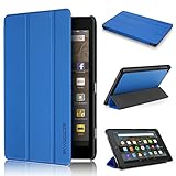 Fire HD 8 Case 7th generation 2017 Release, Swees Slim Folio Protective Leather Smart Case Cover with Stand for All New Amazon Fire HD 8 Tablet with alexa 7th gen 2017 Kids Friendly, Marine Blue