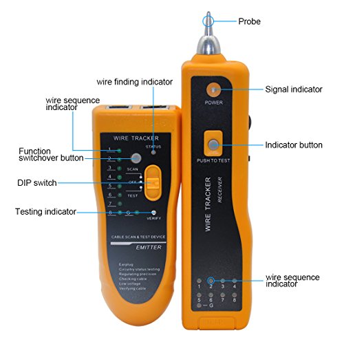 DricDoda Multifunction Wire Tracer, Professional RJ45 RJ11 Handheld Cable Locator Line Finder Cable Tester with Tool Kit for Network Cable Collation, Telephone Line Test, Continuity Checking