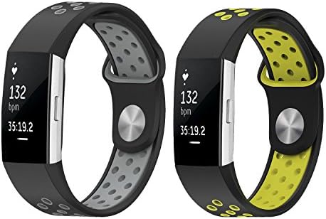 Replacement Bands for Fitbit Charge 2, Soft Silicone Adjustable Fashion Replacement Sport Strap Bands for Fitbit Charge2 Smartwatch Fitness Wristband fit 5.1-8.1" Wrist(2pcs-gray, black, 5.5''-8.1'')