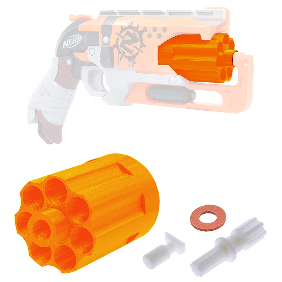 FenglinTech 7 Darts Cylinder Magazine for Nerf Zombie Strike Hammershot Blaster - (Official 5 Darts)