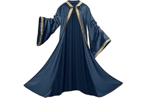 TOONRAIN Velvet Wizard Hooded Robe for Adult, Medieval Cape Renaissance Cloak for Men Women Halloween Costume