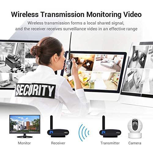 Wireless Audio Transmitter & Receiver,PAKITE 5.8GHz 24 Channels TV Transmitter and Receiver,Support 480P 200M Transmission Wireless RCA Video & Audio Sender for Satellite DVD to TV Home Use