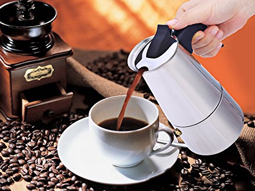 Stainless Steel Moka Coffee Maker Mocha Espresso Latte Stovetop Filter Coffee Pot Percolator Tools Easy Clean for Home Office (450ML)