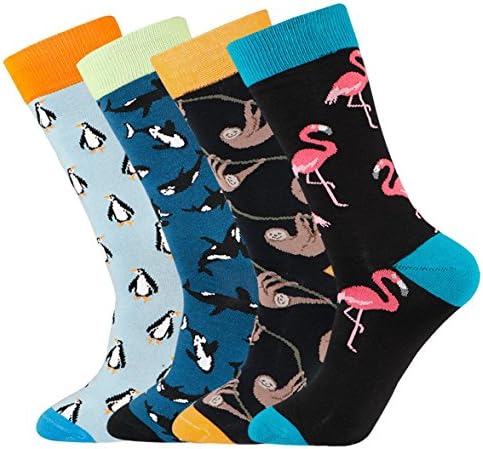 Men's Fun Funky Casual Colorful Animal Pattern Long Dress Crew Socks¡