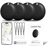 Air Tracker Tags - 4 Pack (iOS Only), 1-Year Replaceable Battery Bluetooth Tracker Compatible with Apple Find My, Item Finder Smart Tag for Keys, Luggage (Black)
