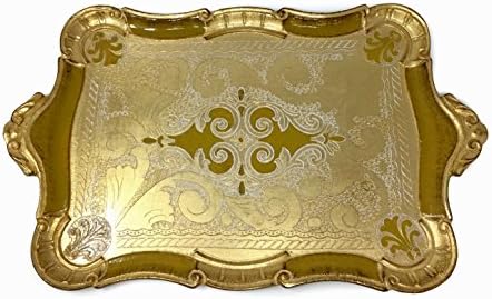 Authentic Florentine Gilded Rectangle Tray, Senape, Large