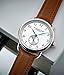 Stuhrling Original Classic Cuvette Wrist Watch for Men - Swiss Quartz Analog White Dial with Seconds Sub-dial Brown Leather Strap Mens Designer Watch 207.01