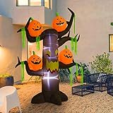 Kemper King 8 Foot Halloween Inflatable Tree, Airblown Spooky Dead Tree and 4 Scary Pumpkins Lighted for Home Yard Garden Indoor and Outdoor Decoration