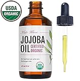 Jojoba Oil, USDA Certified Organic, 100% Pure, Cold Pressed, Unrefined. Revitalizes Hair & Gives Skin a Radiant Youthful Look. Effective Treatment for Face, Lips, Cuticles, Stretch Marks.