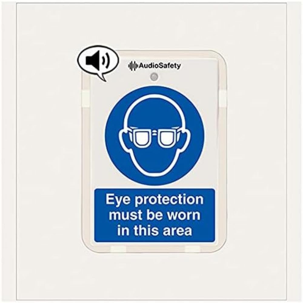 V Safety Eye Protection... - Talking Safety Sign - 225x336mm - 1mm Rigid Plastic