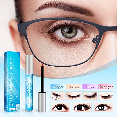 Eyelash Growth Serum, Lash Serum Vegan Eyelash Serum for Longer Thicker Full Natural Eyelashes, Hormone-Free & Prostaglandin Free without Harmful Additives, 2-in-1 Eyebrow Serum 5 ml