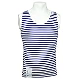 Genuine Russian Paratrooper Sleeveless TELNYASHKA - Light Blue Striped Tank Top Vest