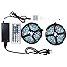 WenTop Led Strip Light Kit Waterproof SMD 3528 32.8Ft(10M) 600leds Led Tape Light Dimmable with DC12v Power Supply and 44K Remote Controller for Under Cabinet, Bed, Stairs, TV Backlighting - RGB Only