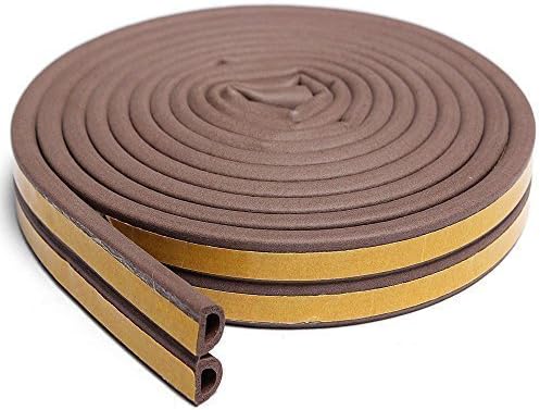 Dealglad® New Self-adhesive EPDM Doors and Windows Draught Excluder Foam Seal Strip Soundproofing Collision Avoidance Rubber Weatherstrip (D type 10m, Brown)