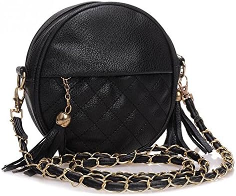 Misonz Top-Handle Women Tassel Chain Shoulder Bag Handbag PU Leather Sling Crossbody Bag