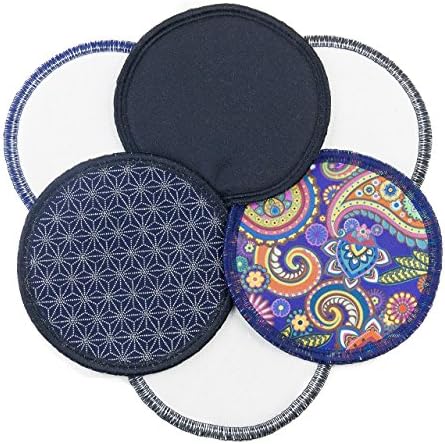WindelManufaktur cloth nursing pads - leak-proof, washable and reusable breast pads with 4 layers, set of 3 pairs - Made in Germany (Boho)