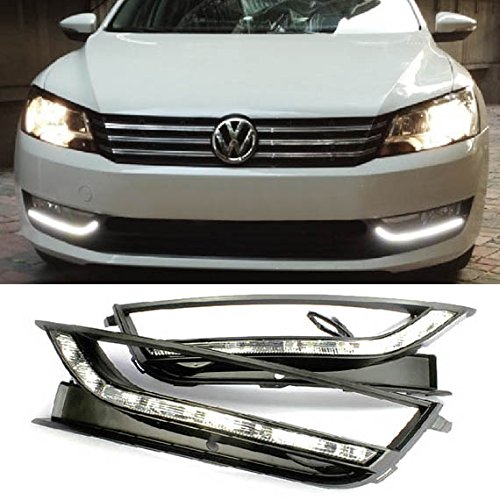 iJDMTOY OEM Fit High Power 6-LED Daytime Running Lights For 2012 2013 2014 2015 Volkswagen Passat (Replace Stock Fog Lamp Bezel), Xenon White