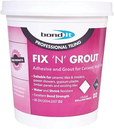 Bond It Fix N Grout 1.5kg Brilliant White Tile Adhesive & Grout