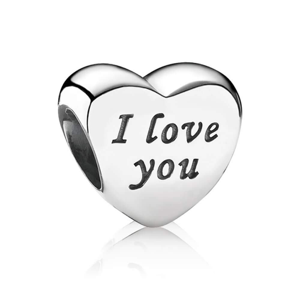 FGT I Love You Heart Charm Compatible with Pandora Charms Bracelets Mum Family Wife Women Girls Daughter Birthday Anniversary Mothers Day Valentine
