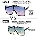 Big XL Large Oversized Super Flat Top Square Two Tone Color Fashion Sunglasses (Black/Purple Pink Lens, 69)