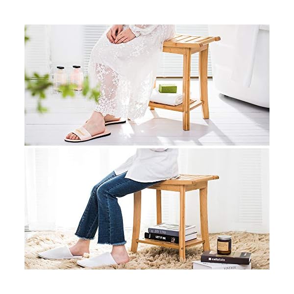 Unibambou Bamboo Shower Bench with Storage Shelf, Wooden Spa Bath Deluxe Organizer Shower Stool for Inside Shower Waterproof, Bathroom Bench Seat for Adults Elderly Seniors for Indoor or Outdoor Use - Image 6