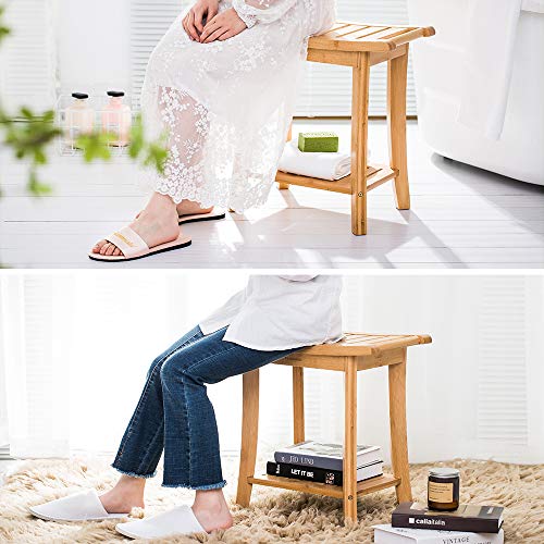 Unibambou Bamboo Shower Bench with Storage Shelf, Wooden Spa Bath Deluxe Organizer Shower Stool for Inside Shower Waterproof, Bathroom Bench Seat for Adults Elderly Seniors for Indoor or Outdoor Use - Image 6