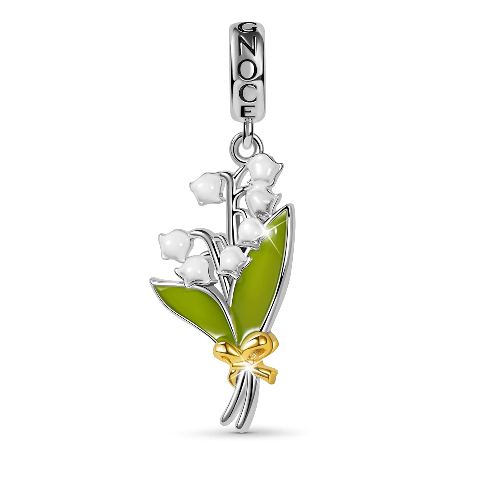 GNOCE Flower Pendant Charm 925 Sterling Silver Dangle Charm Fit Bracelet/Necklace for Women Girls Wife Daughter (Lily of the Valley)